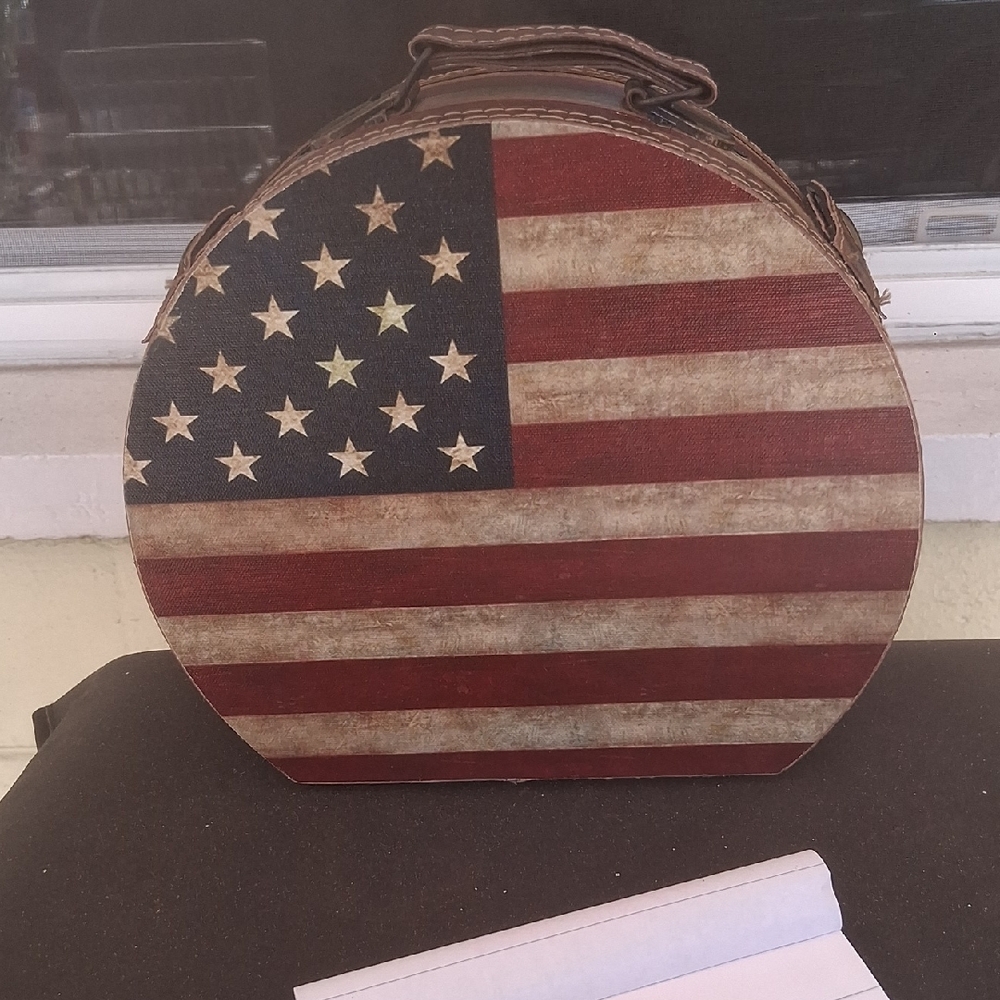 Rustic American,flag Decorative Box.